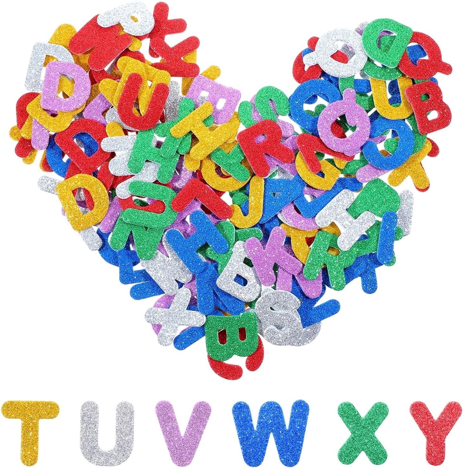 Set van 156 kleurrijke glitter foam letter stickers voor creatieve DIY projecten