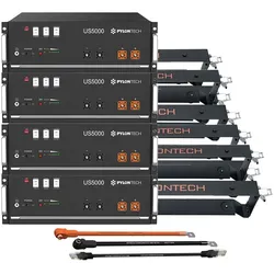 4x Pylontech US5000 LiFePO4 48V + Brackets + Anschlusskabel 19,2kWh Speicherpaket