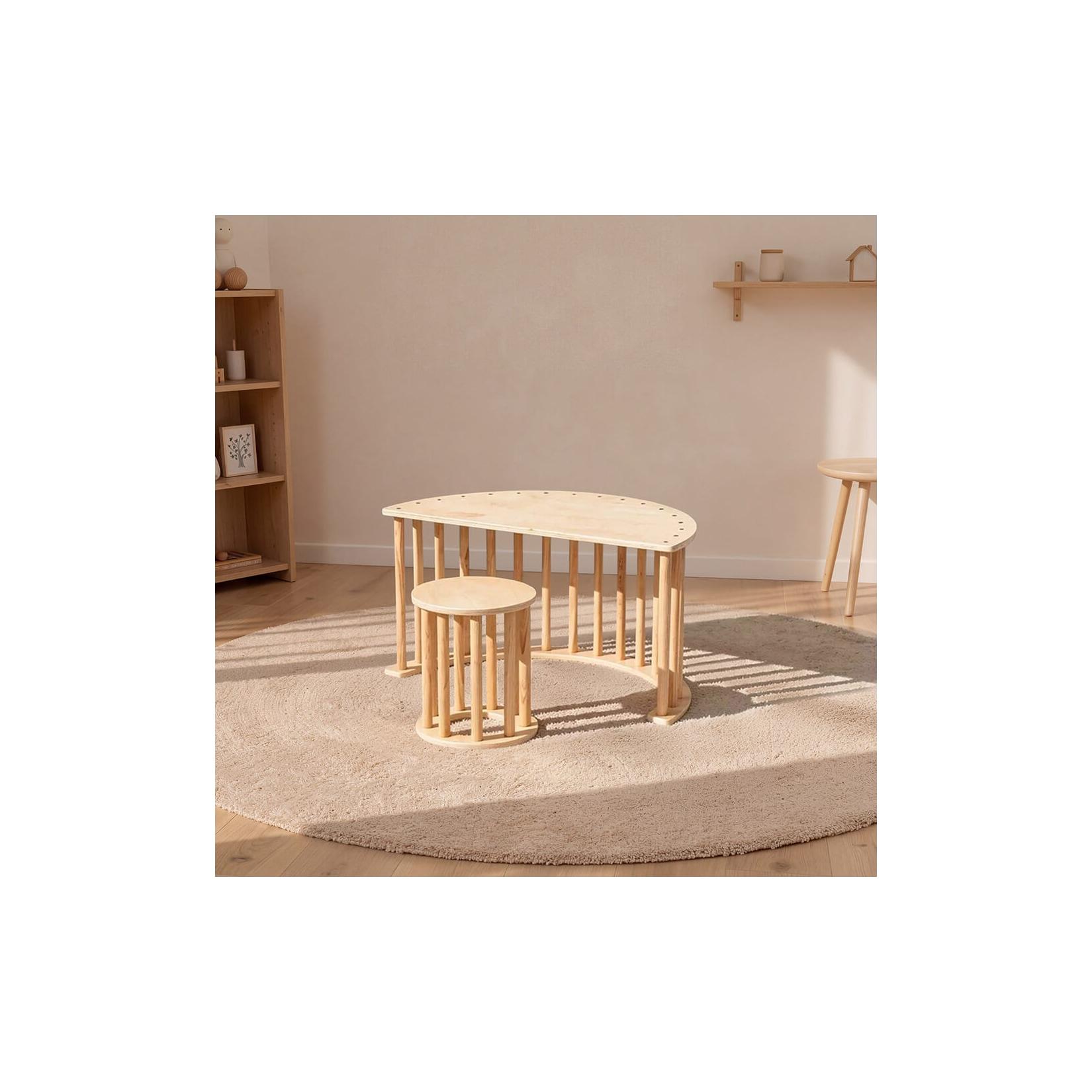 HOME DELUXE Kinderwippe inkl. Hocker und Auflage NALAN – Natur