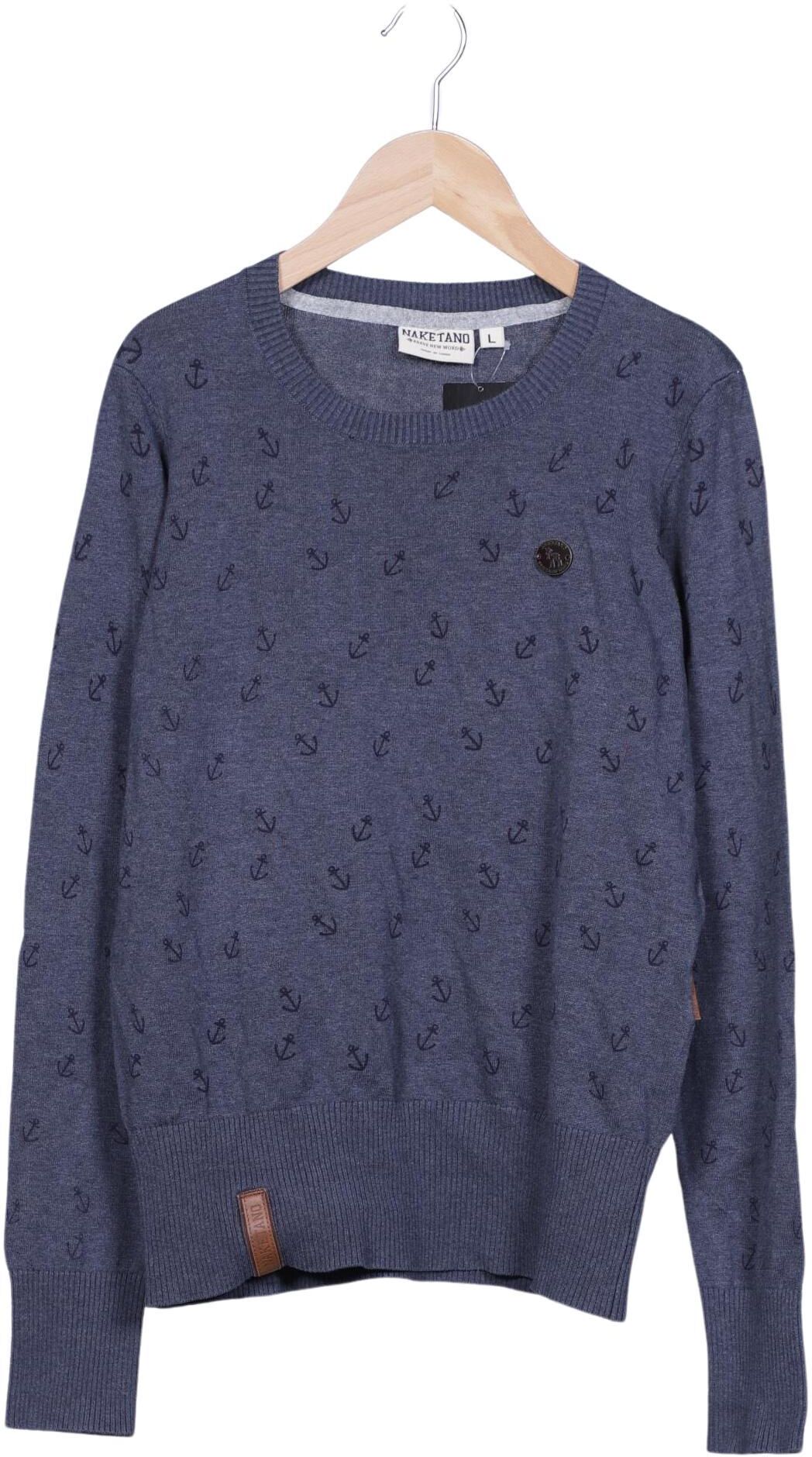 Naketano Damen Pullover, Marineblau, Gr. L, Baumwolle - Second Hand
