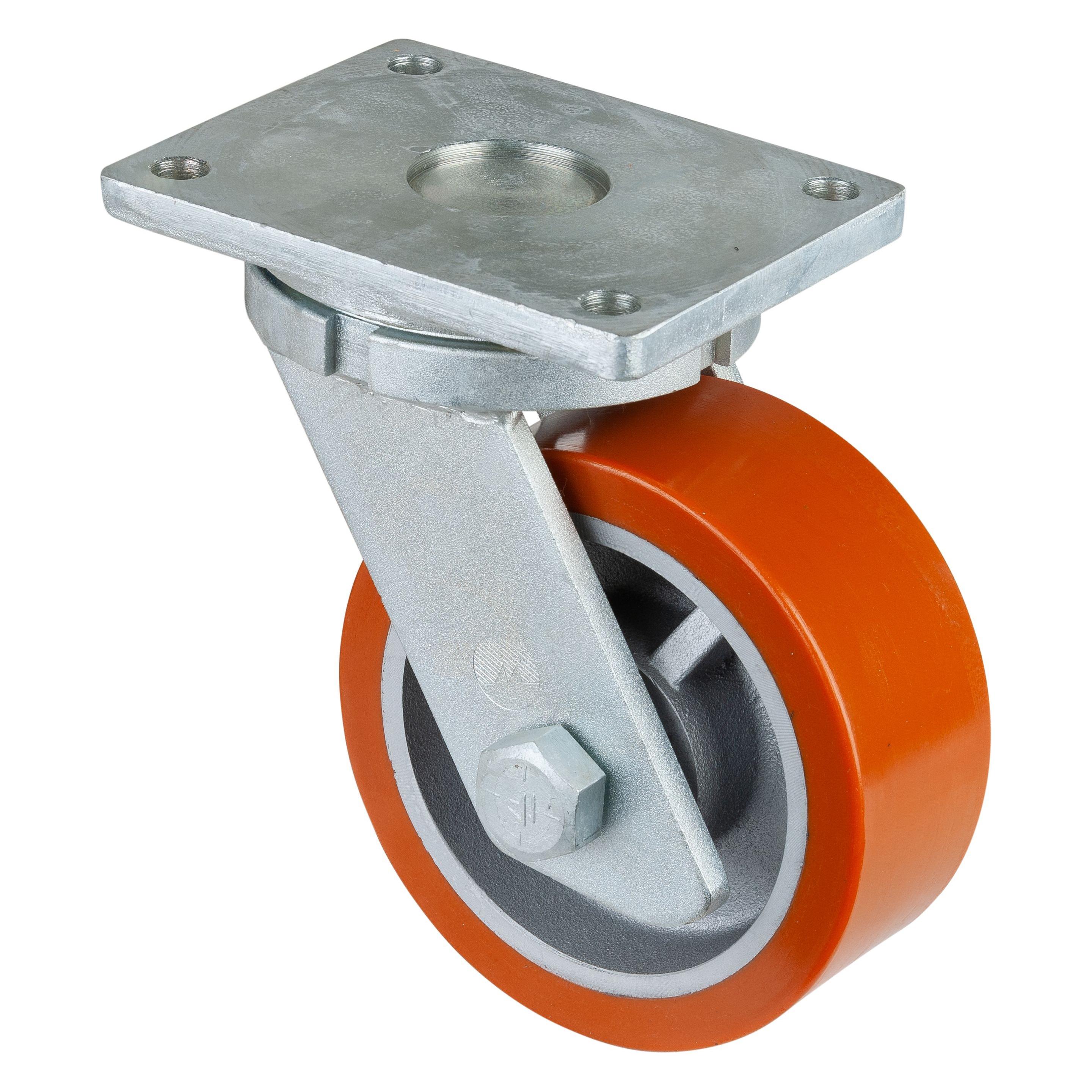 BS Rollen Schwerlast-Lenkrolle D.200mm Trgf.1400kg Guss-PU Platte L200xB160mm (RR100.C10.202)