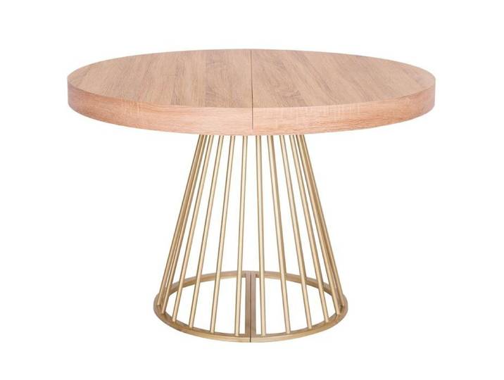 MOSAIKASA Table ronde extensible Soare Chêne Clair pieds Or