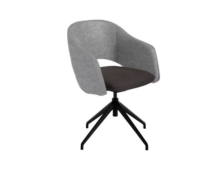 Koinor Armlehnstuhl, Graubraun, Textil, eckig, 63x74-90x57-73 cm, Stoffauswahl, Wippfunktion, Sitzfläche 360° drehbar, gepolsterte Armlehnen, Esszimmer, Stuhl, Polsterstühle