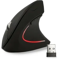 Ergonomische Vertikalmaus Ergonon - reduziert Gelenkbelastung für komfortables Arbeiten - wireless 2,4 GHz, 1600 DPI, 6 Tasten, batteriebetrieben