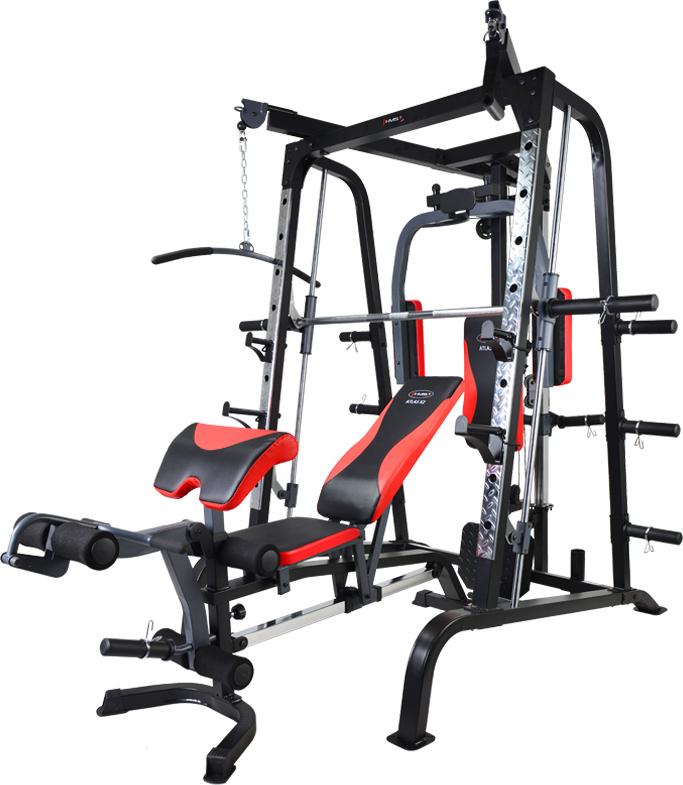 HMS Fitness X2, 135 kg, 272 kg, ABS, Rücken, Bizeps, Hamstrings, Quadrizeps, Trapezius, Trizeps, Schwarz, Rot, Stahl, 2050 mm