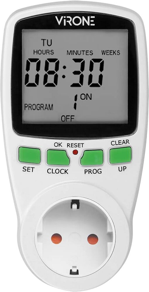 ORNO Temporizador Diário/Semanal 3680W 16A c/ Display - VIRONE