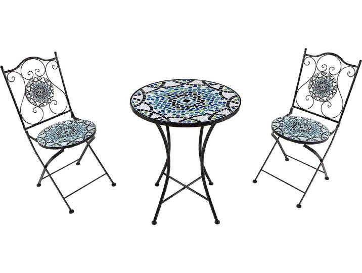 AXI Amélie Bistroset 3-teilig mit Mosaik Design Mehrfarbig Bistrotisch mit 2 Stühlen Bistro Gartenmöbel Set für Garten / Balkon / Terrasse