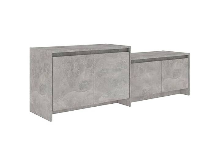 Todiikf TV-Schrank Betongrau 146,5x35x50 cm Lowboard Holzwerkstoff Flexibles 2-teiliges Lowboard mit 4 Türen für Wohnzimmer & Schlafzimmer, beidseitig montierbar & pflegeleicht.