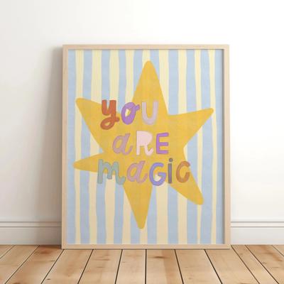 Uplift Essentials "Magic & Love Nursery Canvas Prints ""Believe In Magic"" Unicorn Quote Posters Whimsical Garden Wall Art For Kids Room style 13 16x24 In"