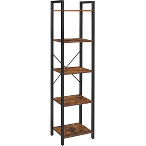Vasagle Bücherregal LLS100B01, schwarz / vintage braun, aus Metall / Holz, 5 Ebenen, 40 x 153 x 30cm