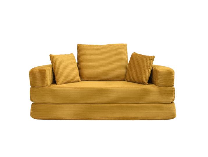Sofa-lit Pliant Multifonctionnel En Velours Côtelé - Forme Ovale 173x176 Cm Avec Coussins\, Convertible Pour Appartement Et Salon