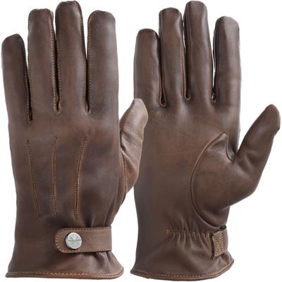 Lederhandschuhe PEARLWOOD, Herren, Gr. 8,5, braun, Schafsleder, unifarben, Handschuhe, mit verstellbarem Riemen