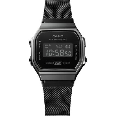Chronograph CASIO VINTAGE, schwarz (schwarz, schwarz, schwarz), Armbanduhren, Damen, silberfarben, Chronograph, Quarzuhr, Armbanduhr,Damenuhr, Herrenuhr, Digitaluhr, Edelstahlarmband