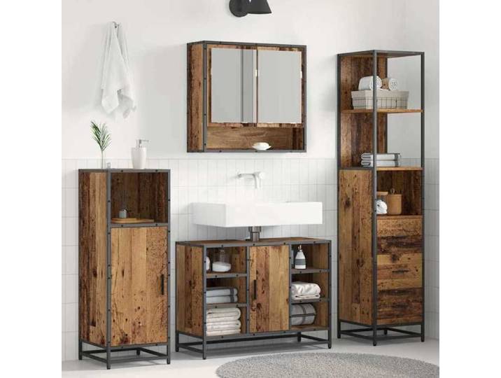 HSF® Colonne WC/Cabinet de salle de bain - Meuble rangement pour bain/ARMOIRE WC - Bois ancien 35x37.5x166 cm mcv22203