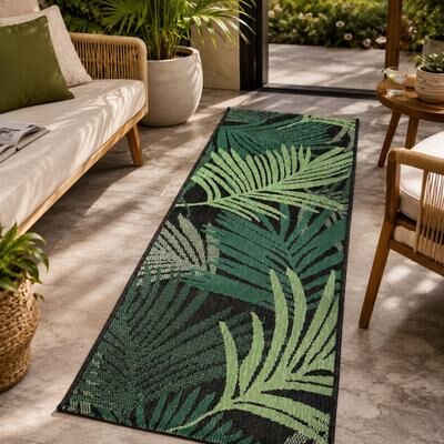 Paco Home In- & Outdoor Rug Jungle Design with Green Palm Trees