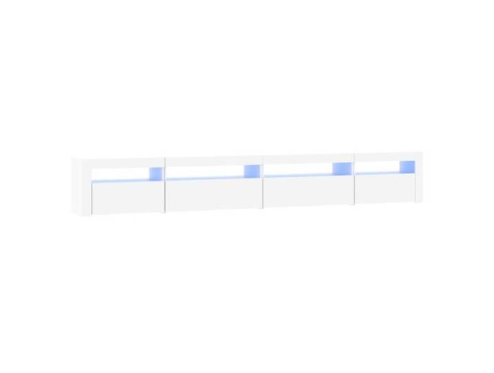 Meuble TV - GAROSA - Blanc - 270x35x40 cm - Bois d'ingénierie - Lumières LED RVB