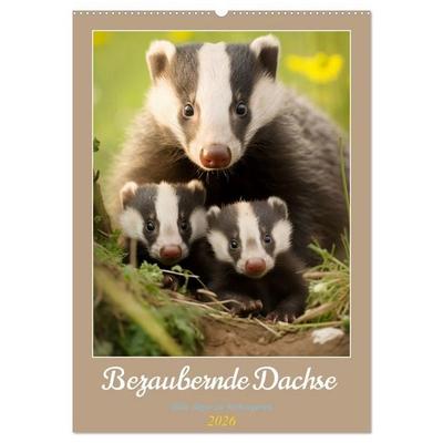 Bezaubernde Dachse (Wandkalender 2026 DIN A2 hoch), CALVENDO Monatskalender