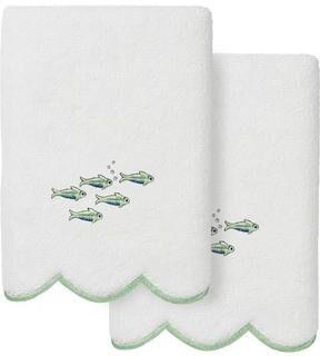 Authentic Hotel and Spa 100% Turkish Cotton FISH SCHOOL Scallop Embellished Towel Collection.