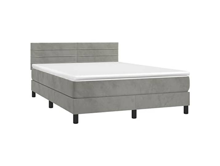 vidaXL Boxspringbett mit Matratze Hellgrau 140x200 cm Samt