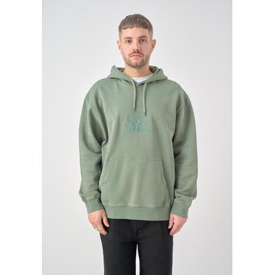 Kapuzensweatshirt CLEPTOMANICX "Boxy Hooded Residence", Herren, Gr. M, grün (dunkelgrün), 100% Baumwolle, bestickt, normal, ohne Ausschnitt, Sweatshirts, im lockeren Schnitt