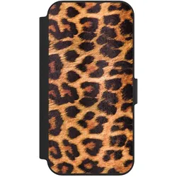 Nivocase Klapphülle für Apple iPhone 13 Handyhülle aus Kunst Leder NIVOflip schwarz Animalprint Fell (Apple iPhone 13), Smartphone Hülle, Schwarz
