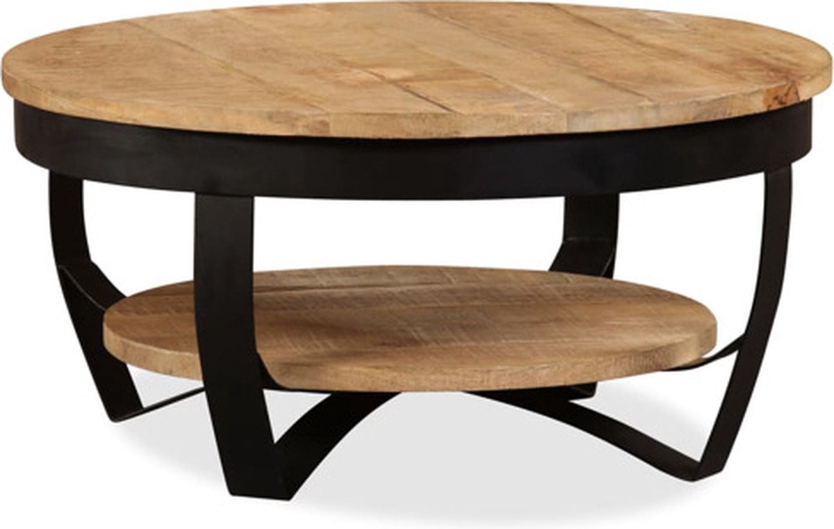 vidaXL Salontafel van massief ruw mangohout B/D: 65 x 32 cm