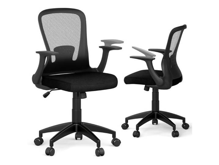 COSTWAY Chaise de Bureau Ergonomique Réglable en Hauteur avec Dossier Réglable Accoudoirs Relevables et Support Lombaire