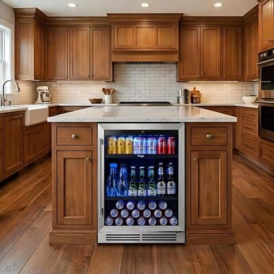 Yeego 23.4 Inch Beverage cooler 140 Can Can Built-in/ Freestanding Beverage Refrigerator - 24 inch