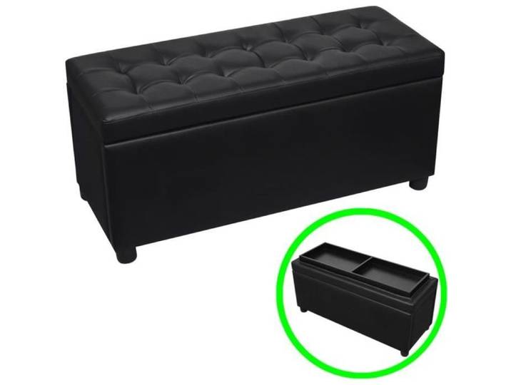 Pouf de rangement Cuir synthétique Noir