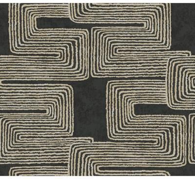 York Wallcoverings Nikki Chu Zulu Thread Black & Gold Wallpaper