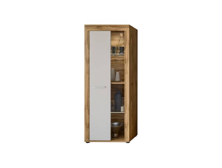 Vitrine mit Glastür weiß Wotan Eiche Breite 60 cm - JAM