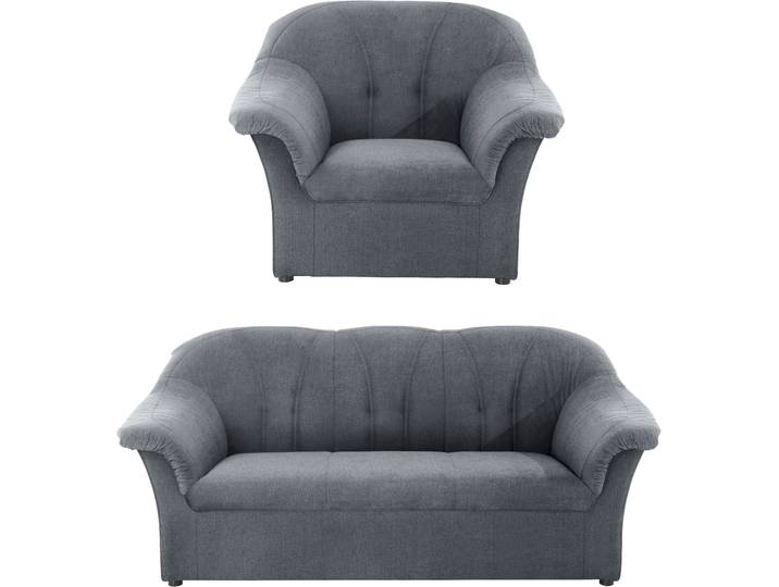 Polstergarnitur DOMO COLLECTION Pegnitz zeitlos und elegant , grau, Chenille-Optik, 95% Polyester, 5% Nylon, Sitzmöbel-Sets, Polstergarnitur, Sessel und 3-Sitzer