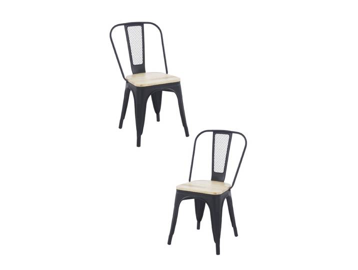 2er Set Valix Naturholz Stühle - Schwarz mat
