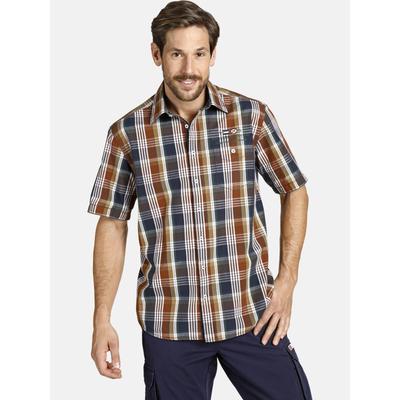 Karohemd JAN VANDERSTORM "Kurzarmhemd REEDO", Herren, Gr. 5XL, bunt (rost blau kariert), Hemden Karohemd