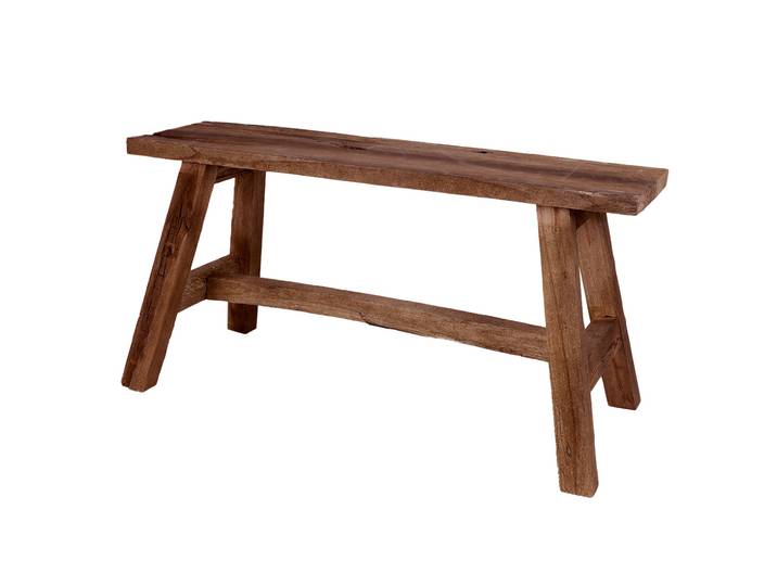Sitzbank aus recyceltem Mahagoniholz, rustikale Holzbank, 90 x 25 x 46 cm