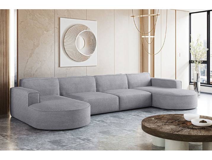 Kaiser Möbel Ecksofa Designer MODENA U XL stoff Dicker cord Poso, Viele Farben, praktisch und komfortabel