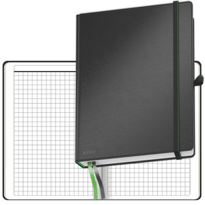 Leitz Notizbuch Complete 44790095, Kunstleder Hardcover, schwarz, 80 Blatt / 160 Seiten, 100 g/m², kariert, A6