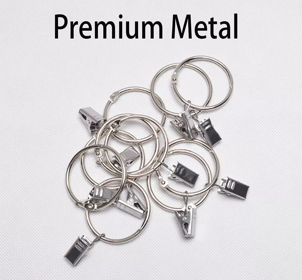 INF Anneaux de Rideaux en Métal avec Clips Argent 32 mm 20 Pièces