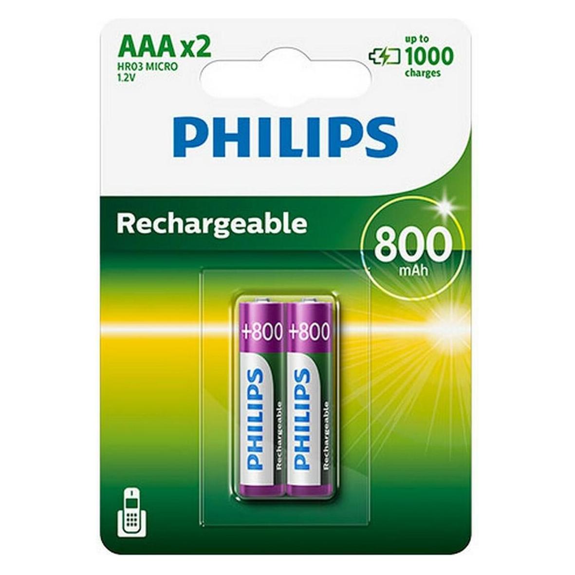 Philips Rechargeable LR03 (AAA) (2 Stk., AAA, 800 mAh) (R03B2A80/10)