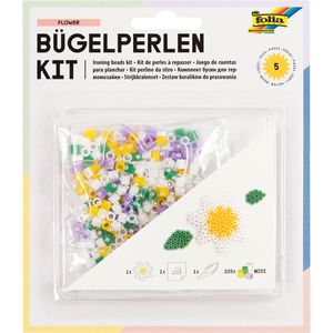 Folia Bügelperlen 73201 Flower, Set, Ø 5 mm, mit Stiftplatte und Zubehör, 220 Stück