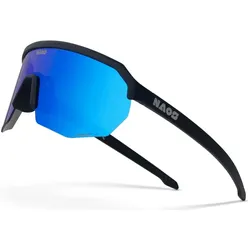 Naos, Unisex, Sportbrille, Helbo - Regular - Matte Black / Blue (Matte Black, Blau), Blau, Schwarz