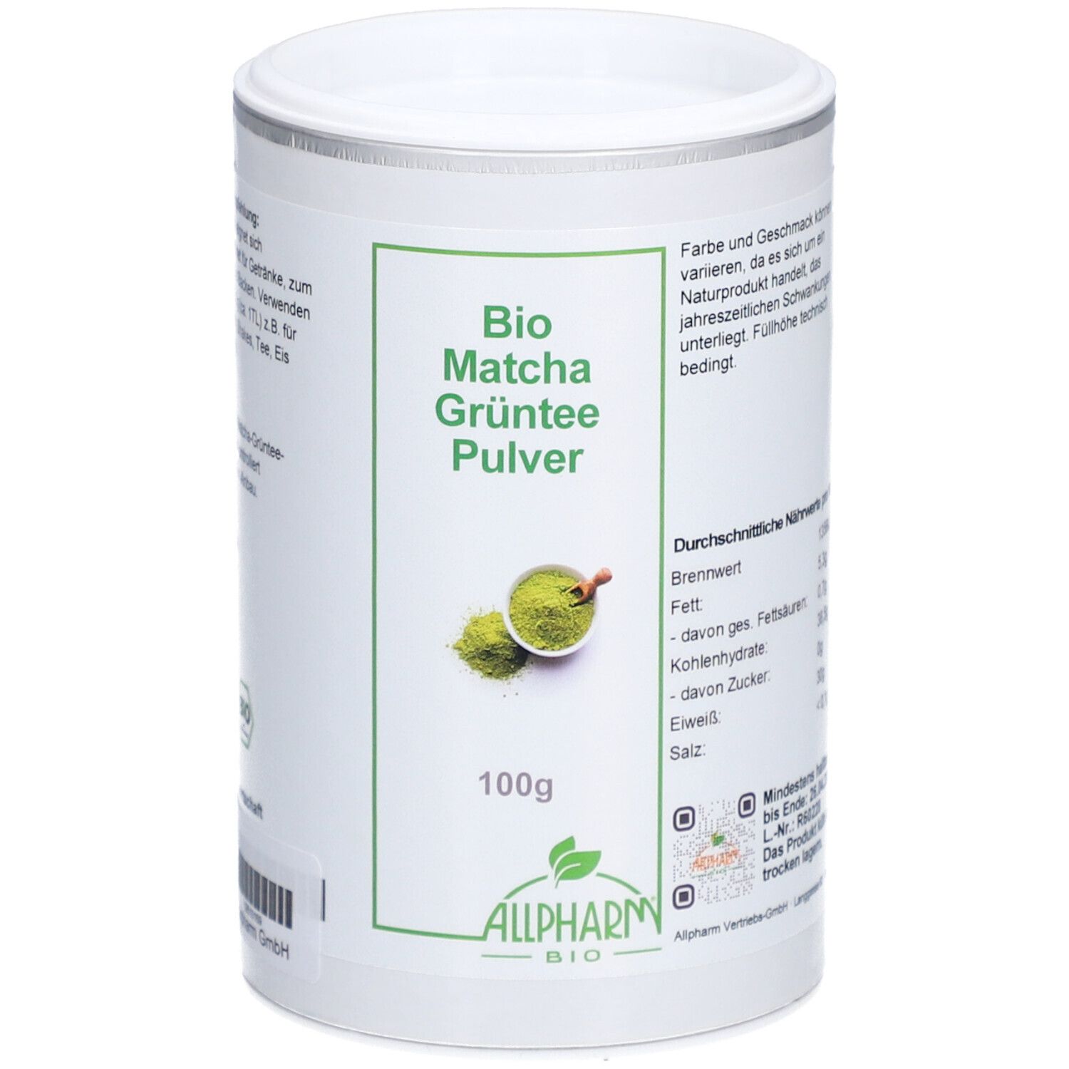 BIO Matcha Grünteepulver Allpharm 100 g Pulver