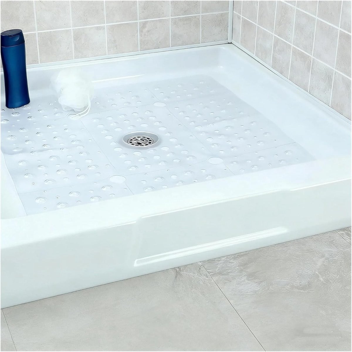 Transparante vierkante antislip douchemat met zuignappen - 69 x 69 cm
