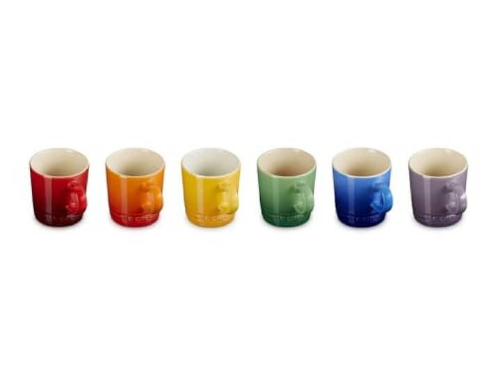 LE CREUSET Steingut-Regenbogen-Set mit 6 Espresso-Tassen