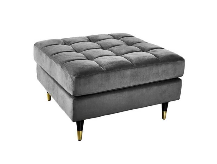 LebensWohnArt Sitzhocker Moderner Hocker COMFORT 80cm grau Samt Taschenfederkern