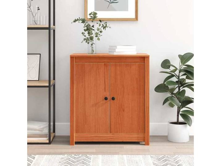 Marron Commode Salon CHIC Buffet bas/Cabinet 1 PC Brun cire 70x35x80 cm Pin massif N15581