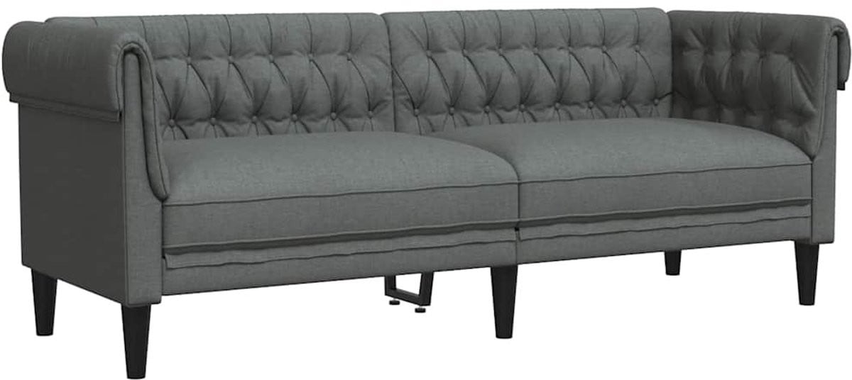 vidaXL Driezitsbank Chesterfield-stijl in donkergrijs stof