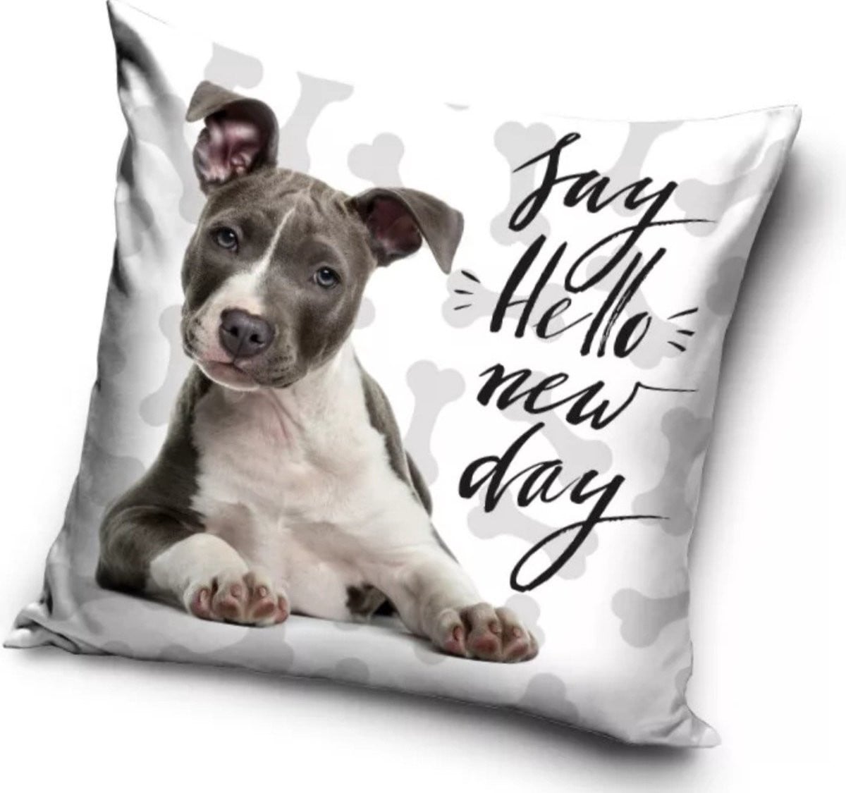 Hond Say Hello New Day Sierkussenhoes 40 x 40 cm