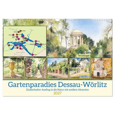 Gartenparadies Dessau-Wörlitz (Wandkalender 2027 DIN A3 quer), CALVENDO Monatskalender