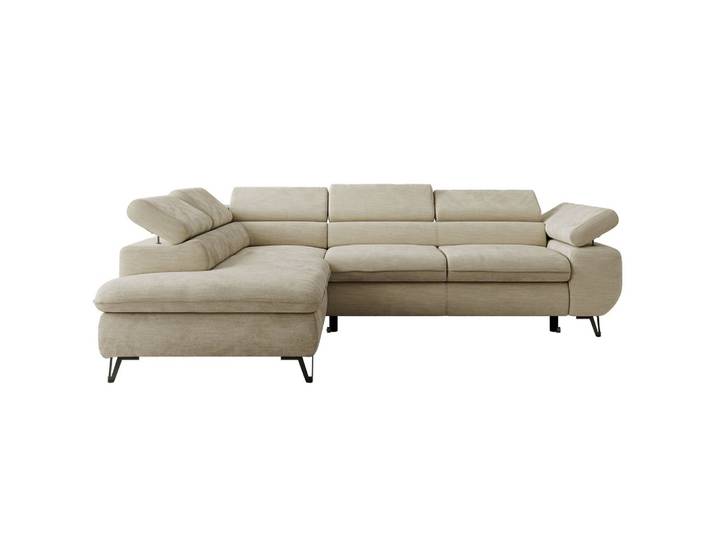 ECKSOFA PABLO L Beige Schenille glatt - Links Seite